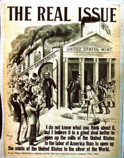 The Real Issue - A poster advocating the US open its mills to American labour by American School