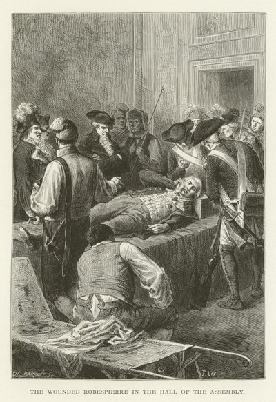 The wounded Robespierre in the Hall of the Assembly by American School