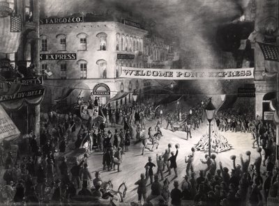 Triumphant Arrival of the First Pony Express Messenger in Sacramento, 13th April 1860 by American School