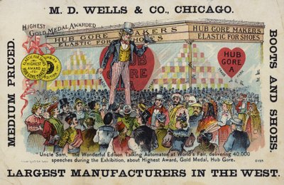 Uncle Sam Making Speech at World Fair by American School