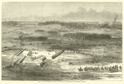 Union and Confederate Works Southwest of Petersburg, from Signal Station, March 1865 by American School