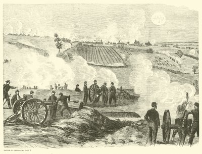 Union position near the center, Battle of Gettysburg, July 2, 1863 by American School
