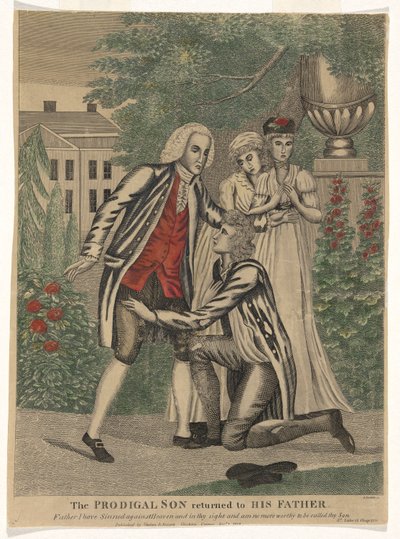 The Prodigal Son Returned to His Father (Father I have Sinned against Heaven and in thy sight and am no more worthy to be called thy Son - St. Luke 15 Chap 21v) by Amos Doolittle