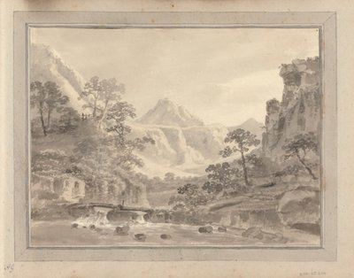 Views in England, Scotland and Wales; Tour in Scotland: Mountainous landscape with bridge by Amos Green