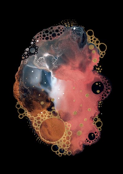 Cosmic Gold Bubbles by Amy Louise Baker