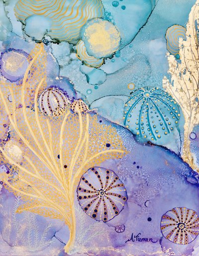 Aqua Coral Urchins by Amy Tieman