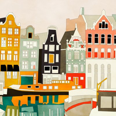 Amsterdam Houses with Ships, View 1 by Ana Rut Bre