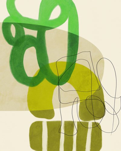 Painted Lines Green Tan 2 by Ana Rut Bre