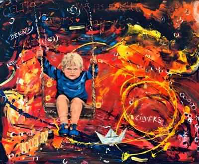 Boy on a Colorful Swing by Anda Bieza