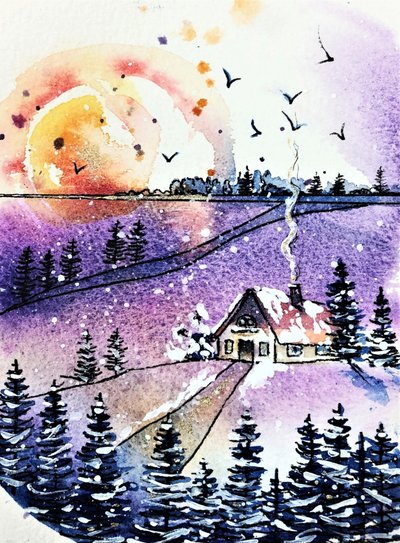 Cozy Winter Cabin by Anda Bieza