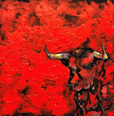 Fierce Red Bull by Anda Bieza