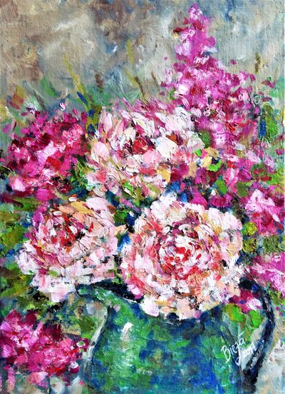 Vibrant Peonies Still Life by Anda Bieza