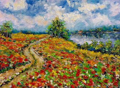 Vibrant Poppy Path by Anda Bieza