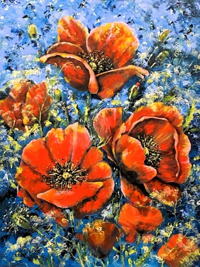 Vibrant Red Poppies by Anda Bieza
