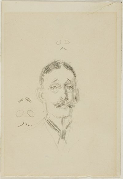 Head of a Man with Glasses with Two Sketches by Anders Zorn