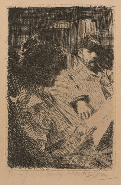Reading (Mr. and Mrs. Ch. Deering) by Anders Zorn
