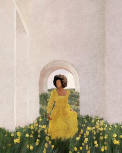 Serene Yellow Archway Walk by Andile Bokweni