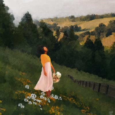 Woman in Wildflower Field by Andile Bokweni