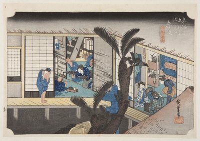 Akasaka: Inn with Serving Maids by Ando or Utagawa Hiroshige