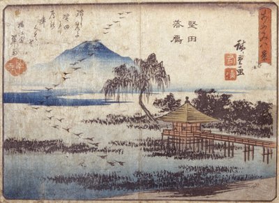Geese Descending At Katada by Ando or Utagawa Hiroshige