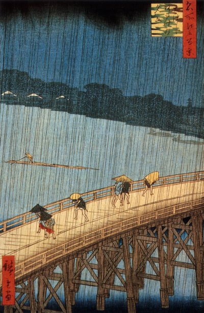 Sudden Shower (yudashi) on Ohashi Bridge, Japan, engraving by Ando Hiroshige by Ando or Utagawa Hiroshige