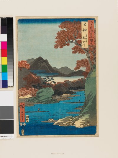 Tatsuta Mountains and the Tatsuta River by Ando or Utagawa Hiroshige