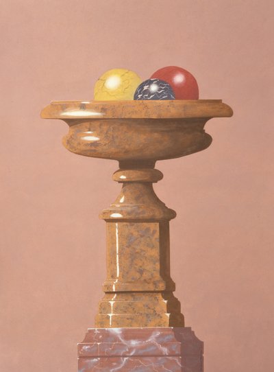Marble Vase, Red, Black and Yellow Marble Balls by Andras Kaldor