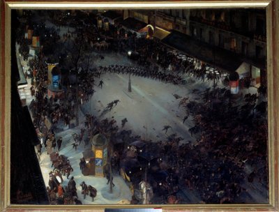 The Charge, Boulevard Montmartre. Scene of demonstrations in Paris. Painting by Andre Devambez (1867-1944) 1901 by Andre Devambez