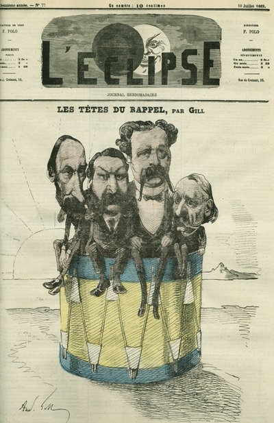Auguste Vacquerie, Victor Hugo, Charles Hugo, and Paul Meurice, French men of letters. Cover in 