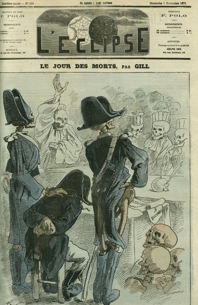 On the day of the dead, Napoleon III judged before a skeleton assembly by Andre Gill