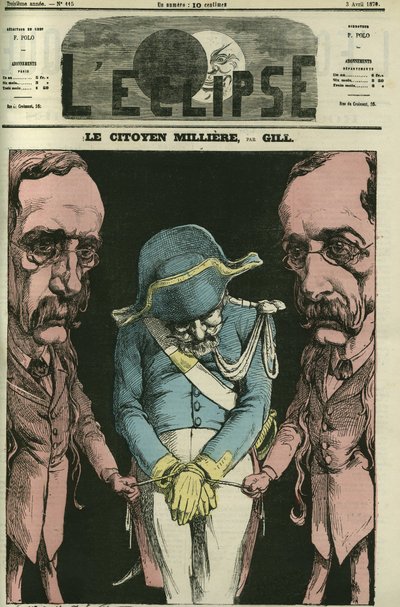 The citizen Milliere in reference to Alexandre Dumas, Gill represents him with his hands. Cover in L