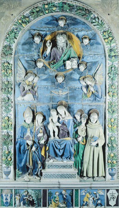 Madonna and Child with Four Saints, Arezzo Cathedral by Andrea (workshop of) Della Robbia