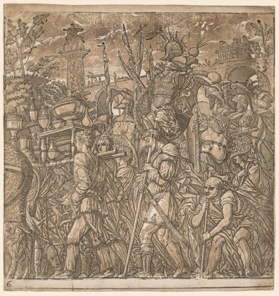 The Triumph of Julius Caesar: Soldiers Carrying Vases and Trophies of War by Andrea Andreani