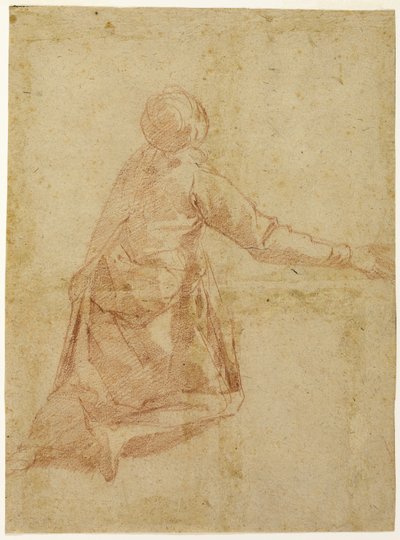Kneeling Figure from the Back (recto); Three Half-length Studies of Veiled Female Figure (verso) by Andrea Boscoli