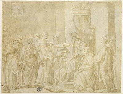 Saints Peter and Paul Disputing with Simon Magus before Nero (recto); Five Scenes from the Story of Moses (verso) by Andrea Boscoli