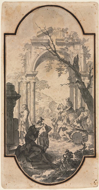 Triumphal Arch and Figures by Andrea Locatelli