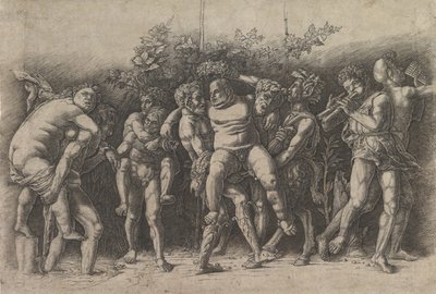 Bacchanal with Silenus, a frieze composition with ten figures around Silenus who is by Andrea Mantegna