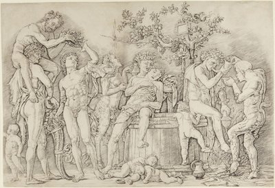 Bacchanal with a Wine Press by Andrea Mantegna