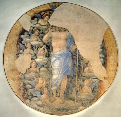 Christ Ascending to Heaven in Glory Surrounded by Angels, circa 1488, Attributed to Andrea Mantegna, Fresco by Andrea Mantegna