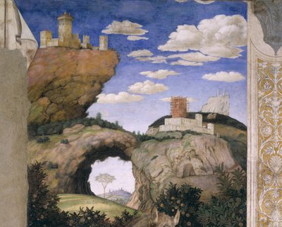 Landscape with a castle, from the Camera degli Sposi or Camera Picta, 1465-74 by Andrea Mantegna