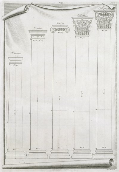 Decorative details from the Temple of Nimes, illustration from a facsimile copy of 