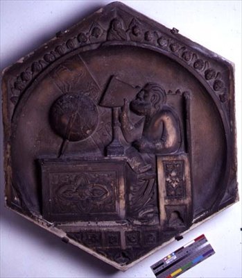 Astronomy, hexagonal decorative relief tile from a series depicting the liberal arts, possibly based on designs by Giotto by Andrea Pisano