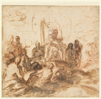 Design for Allegory of Divine Wisdom, Reception Room, Palazzo Barberini, Rome, Italy by Andrea Sacchi