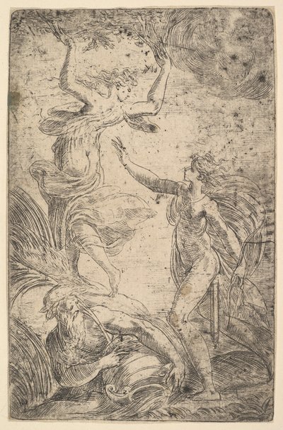 Apollo Chasing Daphne by Andrea Schiavone