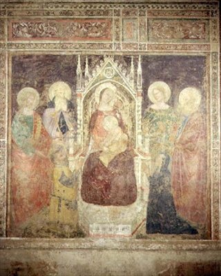 Virgin and Child with SS. John the Baptist, Nicolas and Elijah by Andrea da Firenze (fl.1388 1459)