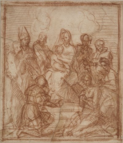 Enthroned Madonna with Child and Eight Saints Composition Study, 1528 by Andrea del Sarto