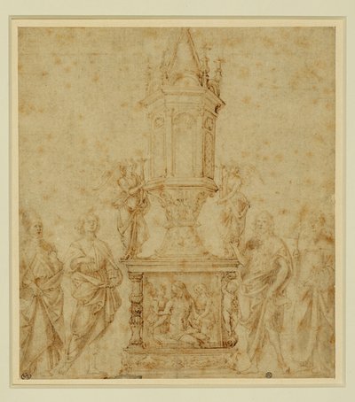 School of Verrocchio. Reliquary between a Saint by Andrea del Verrocchio