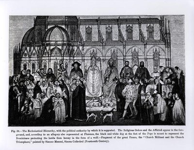 The Ecclesiastical Hierarchy, from Science and Literature in the Middle Ages and Renaissance, written and engraved by Paul Lacroix, 1878 by Andrea di Bonaiuto fl.1342 77 after Andrea di Bonaiuto fl.1342 77 after