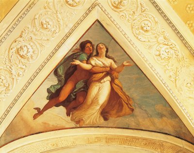 Bezel with Mercury, fresco by Andrea Appiani, Villa Reale, Monza, Italy by Andrea the Elder Appiani
