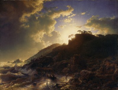 Sunset after a Storm on the Coast of Sicily by Andreas Achenbach